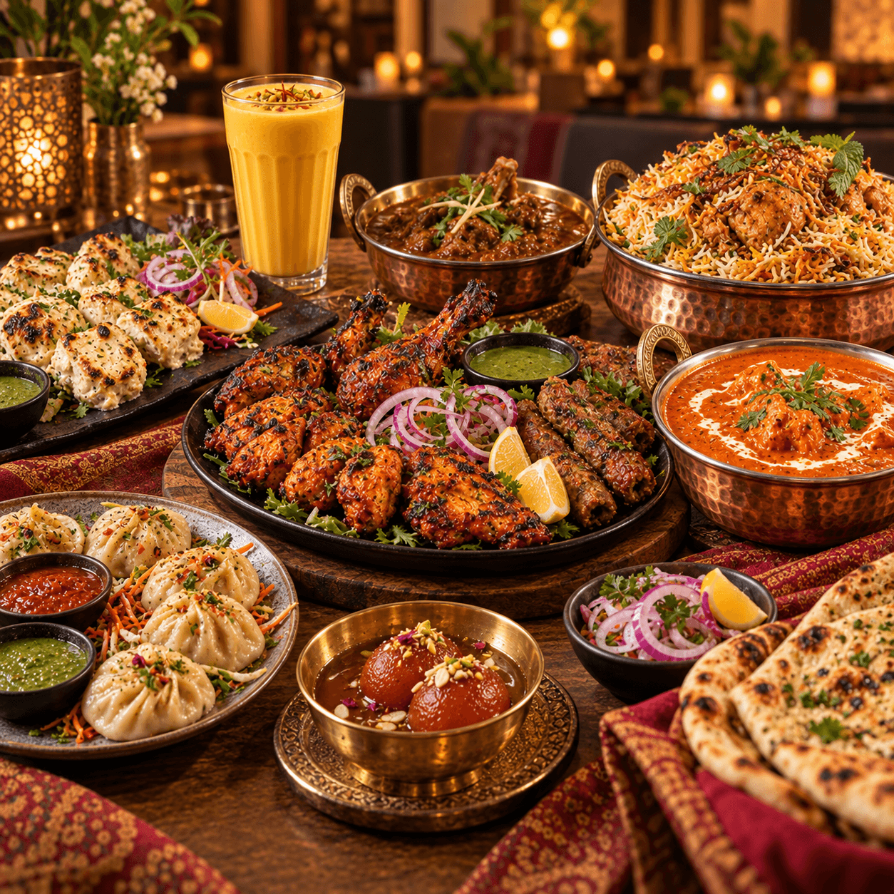 Restaurant hero background showcasing our signature dishes